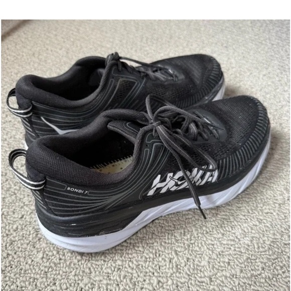 Hoka bondi 7  Black and White Athletic Shoes - Picture 3 of 5